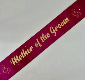 Hen Party Sashes: Mother of the Groom Sash - Magenta with Gold *NEW FABRIC*