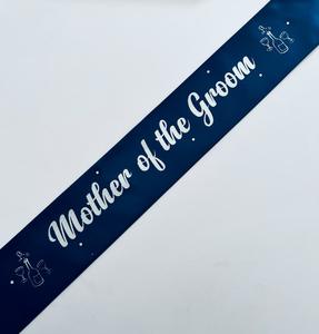 Mother of the Groom Sash - Navy with Silver *NEW FABRIC*