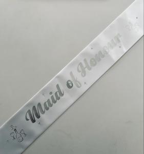Hen Party Sashes: Maid of Honour Sash - White with Silver *NEW FABRIC*
