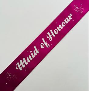 Maid of Honour Sash - Magenta with Silver *NEW FABRIC*