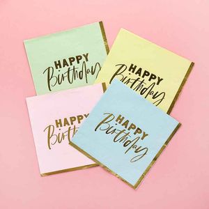 Kids Partyware: Birthday Pastel Napkins - 16 Pack