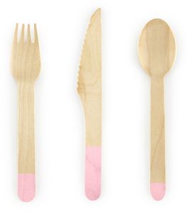 Kids Partyware: Wooden Cutlery - Pale Pink (18 Pieces)