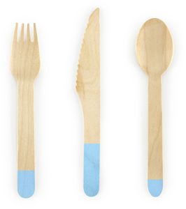 Kids Partyware: Wooden Cutlery - Pale Blue (18 Pieces)