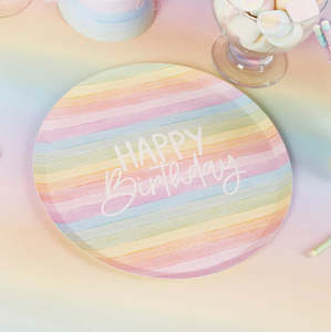 Kids Partyware: Eco-friendly Birthday Paper Plates - Rainbow (8)
