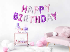 Happy Birthday Balloon Banner - Pinks