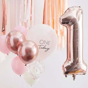 Pink & Rose Gold 1st Birthday Bundle (10 Pieces)