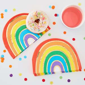 Rainbow & Gold Foil Napkins (16)