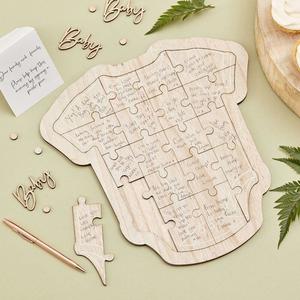 Baby Shower Gifts: Wooden Baby Shower Babygrow Guest Book