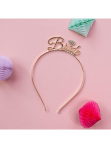 Bride To Be Accessories: Bride Headband - Gold with Glitter diamond shape