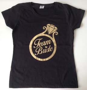 Bride To Be Accessories: Team Bride Tshirt - Black/Gold