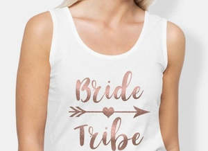 Bride To Be Accessories: Bride to Be Arrow Singlet / Vest - White/Rose Gold