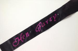 Bride To Be Accessories: Black Hen Party Sash with Pink Writing and Flashing Lights