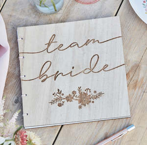 Boho Hen Party Guest Book - wooden