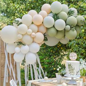 Weddings: Balloon Garland Kit - Taupe, Peach & Sage with Foliage and Streamers (70 Balloons)
