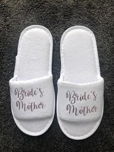 Bride's Mother Slippers - Rose Gold Script, Style A