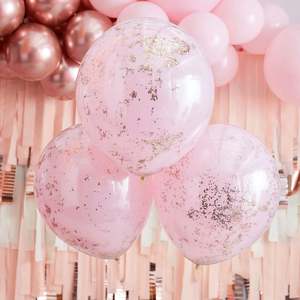 Unicorns: Pink and Rose Gold Confetti Layered Balloons (3)