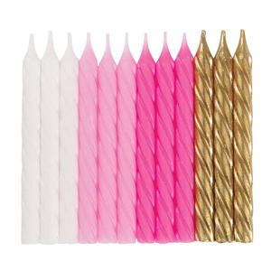 Unicorns: Pink, White & Gold Spiral Candles (24)