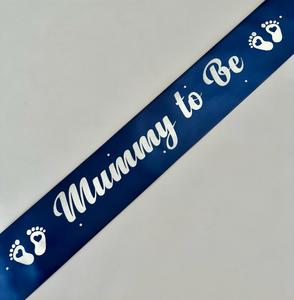 Mummy to Be sash - Navy with Silver *NEW FABRIC*
