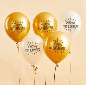 Balloons: Happy Retirement Balloons (5) - Gold theme (12")