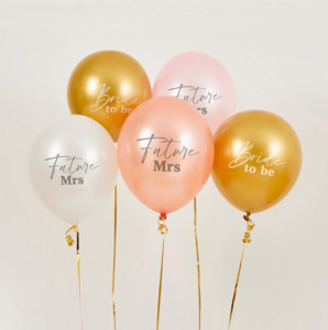 Bride to Be Balloons (12in) - Pink, White, Gold (5)