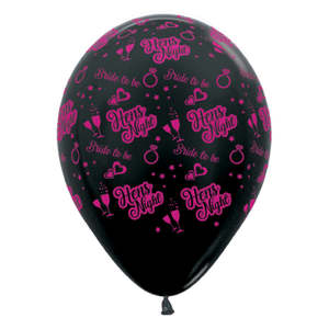 Balloons: Hot Pink & Black Hen Night Balloons (6)