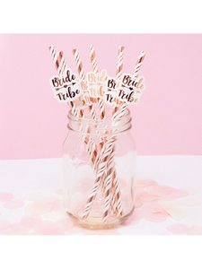 Bride Tribe Paper Straws (6) - Rose Gold