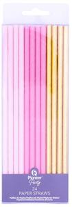 Straws: Paper Straws - Pink & Gold (24)