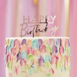 Pink Acrylic Cake Topper - Happy Birthday