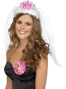 Bride to Be White Veil with Tiara