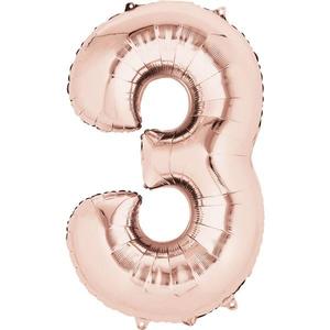 Jumbo Number 3 Balloon - Rose Gold