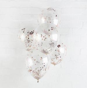Rose Gold Birthday Decor: Confetti Balloons (5) - Rose Gold (12")