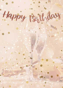 Rose Gold Birthday Decor: Happy Birthday Banner - Rose Gold