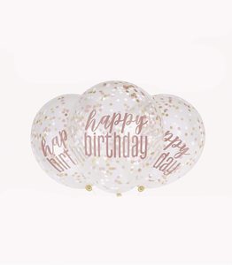 Balloons (6) - Rose Gold Confetti Birthday (12")