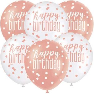 Balloons (6) - Rose Gold Glitz Birthday (12")