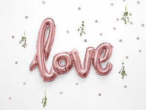 Script And Phrase Balloons: 'Love' Script Air Fill Balloon - Rose Gold