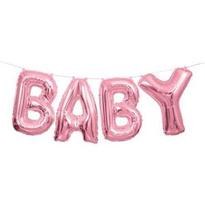 Script And Phrase Balloons: Baby Air Fill Balloon Kit - Pink