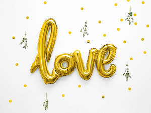 'Love' Script Air Fill Balloon - Gold