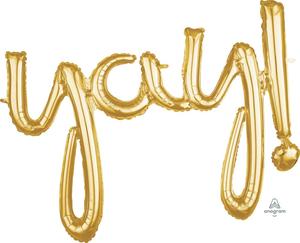 Script And Phrase Balloons: Yay! Script Balloon - Gold