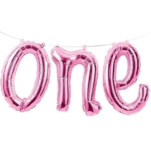 'One' Script Air Fill Balloon - Pink - Large
