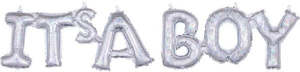 Script And Phrase Balloons: 'It's A Boy' Script Air Fill Balloon Kit - Holographic Silver