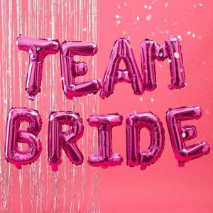 Script And Phrase Balloons: Team Bride Balloon Kit - Hot Pink