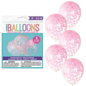 Large Heart Confetti Balloons (5) - Lovely Pink (16"!)