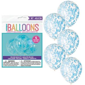 Large Heart Confetti Balloons (5) - Powder Blue (16"!)