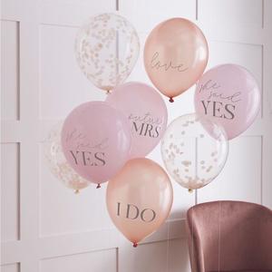 Hen Party Slogan Balloons (8) - Peach, Pink and Confetti (12")