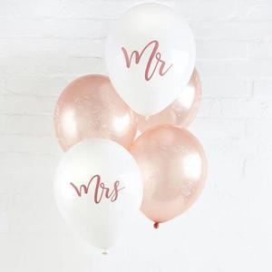 Rose Gold Balloons: Mr and Mrs Balloons (5) - Rose Gold (12")