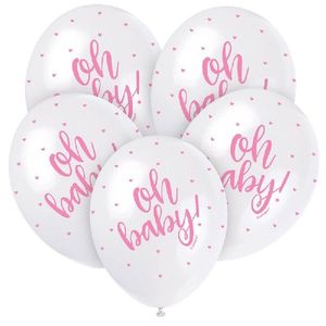 Oh Baby Balloons (5) - Pink (12")