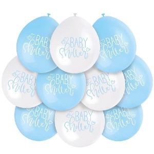 Baby Shower Balloons (10) - Blue/White (9")
