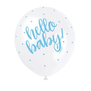 Blue Balloons: Hello Baby Balloons (5) - Blue (12")
