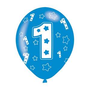 1st Birthday Balloons (6) - Blue (27.5cm)