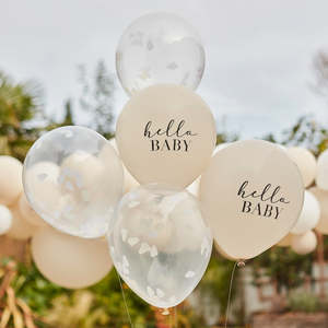 Hello Baby Balloons - Taupe/Cloud (5)